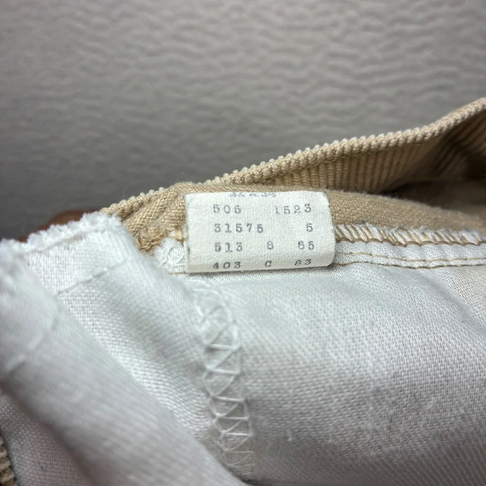 Vintage Levis 505 Corduroy Pants Men 32x34 Brown Straight Preppy 80s Made USA